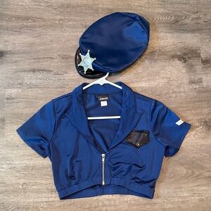 Police Officer Costume Top with Badge Hat